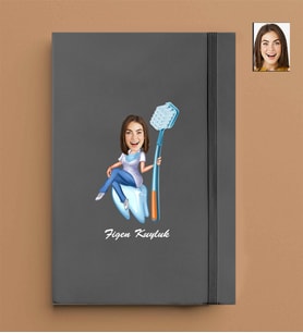 Kişiye Özel Diş Doktoru Kadın Model 13x21 Gri Defter-23