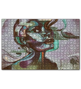 Cakapuzzle Renkli Siyahi Kadın Portre Duvar Boyama  Puzzle Yapboz MDF (Ahşap) (120 Parça)