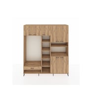 Hyperion Dolap 11 Raflı Tek Çekmeceli 7 Kapaklı 220x44x243 Çam-Çam/Çam