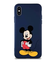 Apple iPhone X Soft Premier Kapak Mickey Mouse-E Tasarımlı Silikon Kılıf - Lacivert (Şeffaf)