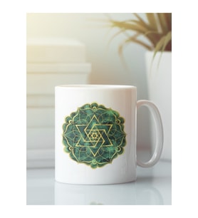 Beyaz Kupa Bardak Kutsal Geometri Yoga Meditasyon