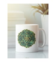 Beyaz Kupa Bardak Kutsal Geometri Yoga Meditasyon