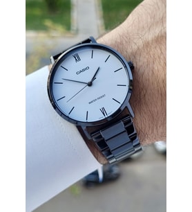 Casio CSISTE129 Kadranı Beyaz Kordonu Siyah Renk Erkek Kol Saati