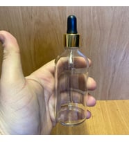 100Ml Şeffaf Cam Damlalıklı Şişe , Gold Metalik Kapak  ,  100 Cc Saydam Cam Damlalıklı Şişe x 6 Adet
