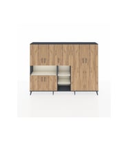 Arges Dolap 13 Raflı 7 Kapaklı 220x30x163 Antrasit-Çam/Aytaşı