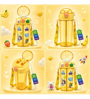 Heydiye Mâbeyn İkili Suluk 550 ml – Tritan BPA-BPS Free Matara, Çift Hazneli, Çift İçim Kapaklı, Bilek ve Boyun Askılı, Sticker & 3D Figür Hediyeli