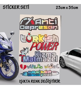 türkish depresan - Oto cam bagaj yazıları set - hologram etkili - renk değiştiren yeni nesil lüks sticker etiket setleri