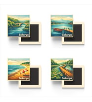 Sakarya - Baskılı Buzdolap Magneti Kare - 9x9 cm - 4 Adet