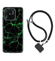 Xiaomi Poco X3 Pro M4 Pro X4 Pro C40 10C Kılıf Boyun Askılı Silikon Yeşil Şerit Mermer 1320