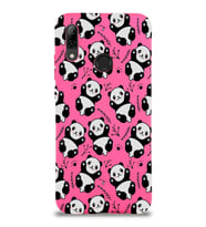Huawei P Smart 2019 Uyumlu Lansman Kılıf Panda Tasarımlı İçi Kadife Kapak-Neon Pembe (Şeffaf)