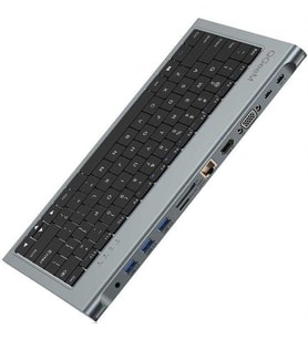 Çoklu Bağlantı Noktalarına Sahip Type-C Hub Klavye (4K HDMI, Ethernet, SD Kart,HDMI, VGA, USB) (Siyah)