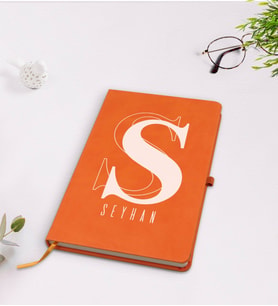 BK Gift Kişiye Özel İsimli Turuncu Termo Deri Defter Model 34