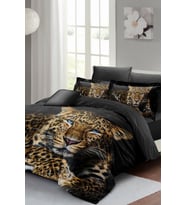 Leopar Çift Kişilik Nevresim Takımı Özel Dokuma Pamuk Saten Leopard Eyes