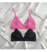 Kadın Tül Transparan Kalp Figürlü Balensiz 2'li Paket Bralet Sütyen BB2179