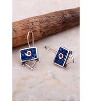 Antik Mozaik İşlemeli Lapis Lazuli Taşlı Gümüş Küpe 6060