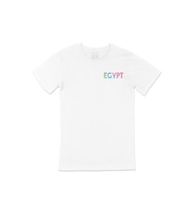 Mısır Renkli Egypt Cep Logo Tasarımlı Beyaz Tişört