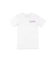 Mısır Renkli Egypt Cep Logo Tasarımlı Beyaz Tişört