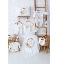 Pia Baby Premium %100 Pamuk 11 Parça İsimli Kız Bebek Hastane Çıkışı Yeni Doğan Hediyelik Set 5087-00 (Ekru)