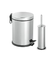 5 Lt Micro Pedallı Çöp Kovası Ve Micro Wc Fırçalık Paslanmaz Krom