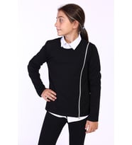 Toontoy Kız Çocuk Fermuar Detaylı Baskılı Sweatshirt (Siyah)