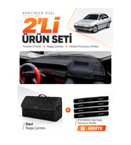 FIAT TEMPRA (1992-1997) ANALOG KONSOL Uyumlu Torpido Örtüsü + Deri Bagaj Çantası Seti - Siyah