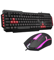 Hyk- 46 Gamy Combo Siyah Klavye Mouse Set Özel Renkli oyun tuşlarıyla (Kırmızı-Siyah)