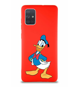 Samsung Galaxy A71 Soft Premier Kapak Donald Duck-C Tasarımlı Silikon Kılıf - Kırmızı (Şeffaf)