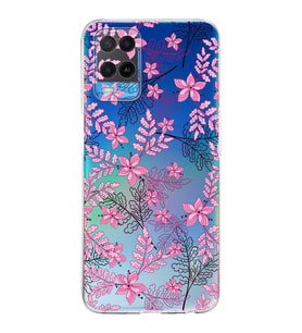 PrintiFy Oppo A54 Uyumlu Kamera Korumalı Floral Pembe Tasarımlı Şeffaf Silikon Kılıf