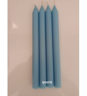 qosrix 4'lü Açık Mavi Şamdan Soya Mumu 1. Kalite Soya Doğal Pudra Kokulu Uzun Çubuk Konik Mum Dekoratif