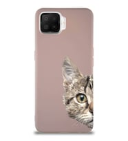 Oppo A73 Soft Premier Kapak Catface Tasarımlı Silikon Kılıf - Pudra (Şeffaf)