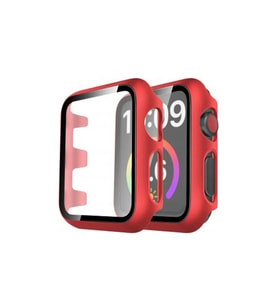 Uray store Apple Watch 42mm Camlı Kasa Ekran Koruyucu - Kırmızı