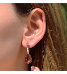Zultanit Taşlı Damla Model Rose Gold Kaplama Gümüş Küpe