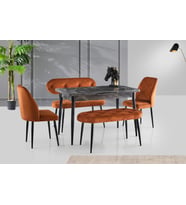 AY MASA VE SANDALYE BENCH TAKIMI, KİREMİT SİYAH, 120x70