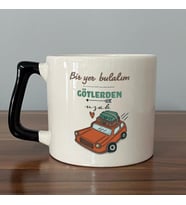 Bir Yer Bulalım Götlerden Uzak Baskılı Siyah Kulplu D Kupa