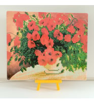 BONCUKLU TAŞLI MOZAİK ELMAS GOBLEN PANO TABLO RESİM PUZZLE DIAMOND PAINTING 21X25- ÇİÇEK MODELİ