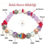 LightCrop Balık Burcu Doğal Taş Tasarım Bileklik (Ametist,Mercan,Jasper,Opal,Aytaşı)