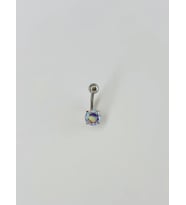 Rodyum Zirkon Taşlı Çelik Göbek - Pg0011