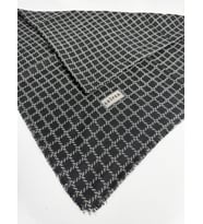Desenli Flamalı Keten Eşarp- 06112 (Siyah-Taş)