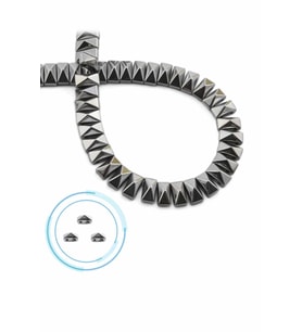 Hematit Doğal Taş Parlak Gümüş Piramit Kesim Çift Delikli 8x4mm Dizi