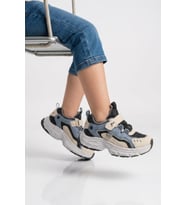 Marcokids Bej-Siyah Cırtlı Hafif Esnek Erkek Çocuk Spor Ayakkabı 22684 P