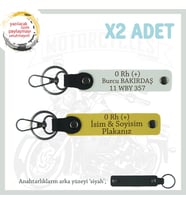 Sürücülere Uygun, İsim Plaka ve 0 Rh (+) Kan Grubu Kişiselleştirilmiş x2 Anahtarlık, Sarı-Beyaz-Syh (Çok Renkli)