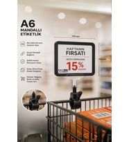 A6 Fiyatlık Mandallı Etiketlik Sepet Raf Askılık Fiyat Etiketi Çerçeveli Market Mağaza Siyah