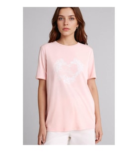 Defacto Baskılı Pembe Kadın T-Shirt H1435AX/PN681