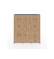 Hyperion Gardrop 8 Raflı 4 Çekmeceli 3 Askılı 220x44x243 Antrasit-Çam/Çam
