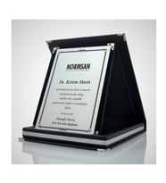 Kişiye Özel Hediye Yazılı ,  fotoğraflı logolu 9x12   Plaket (Lacivert)
