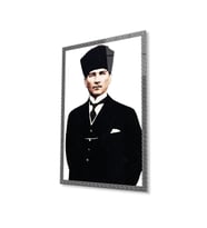 Atatürk Cam Tablo 4mm Dayanıklı Temperli Cam, Atatürk Glass Wall Art (Çok Renkli)