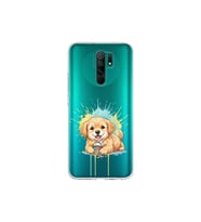 Redmi 9 ile Uyumlu Splash Köpek Tasarımlı Şeffaf Silikon Kılıf