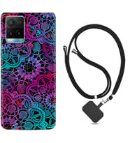 Vivo Y11S Y21S Y20 Y20S Y70 Kılıf Boyun Askılı Silikon Colurful Mandala 1667