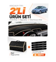 e-biz VOLKSWAGEN PASSAT CC (2008-2012) Uyumlu Torpido Örtüsü + Deri Çanta - Siyah-Bej - VW016