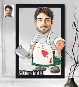 Kişiye Özel 3D  Ahşap Tablo Kasap 30x40 -1